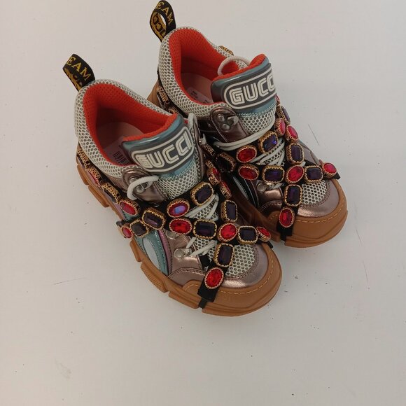 GUCCI Women's 'Multicolor' Flashtrek Sneakers w/ Crystals - EU36/US6 - Picture 2 of 13